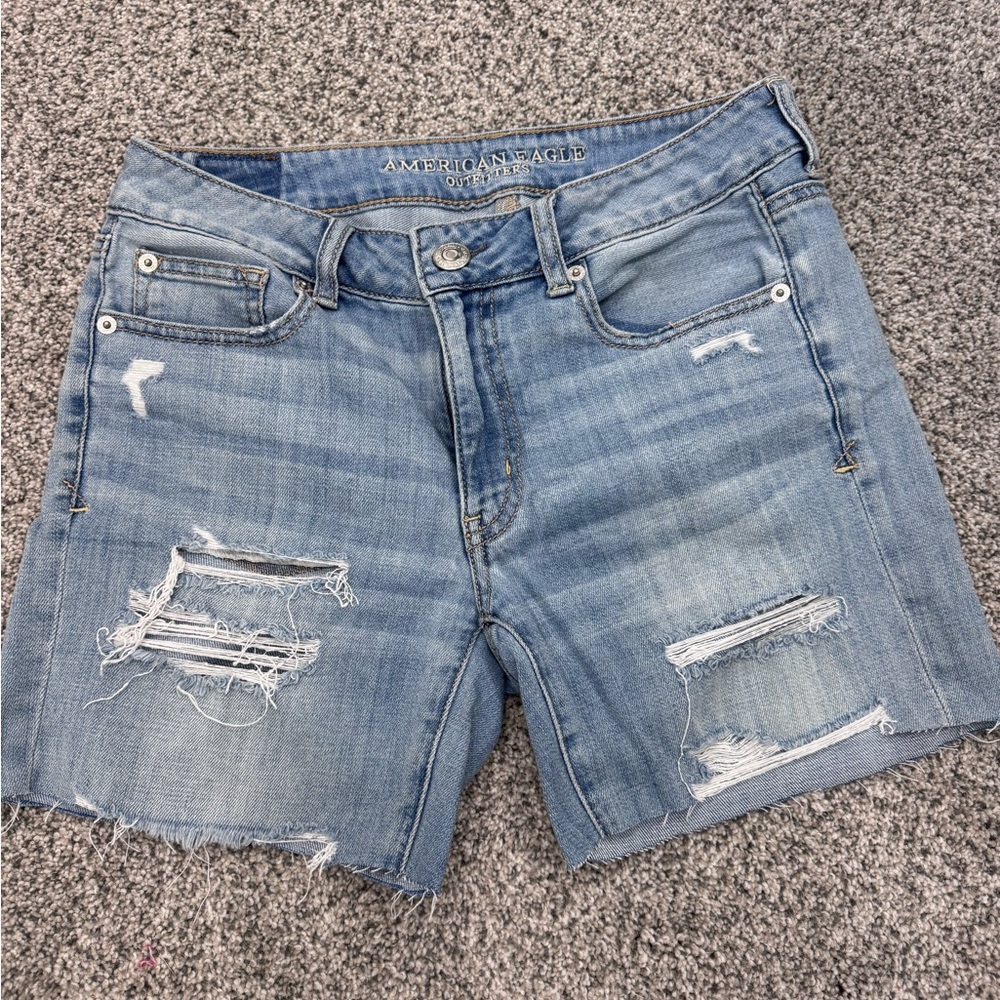 American Eagle Outfitters Light Blue Ripped Jean Shorts